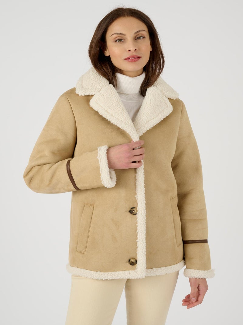 Veste effet peau lainée - Damart Beige chiné - Kiabi