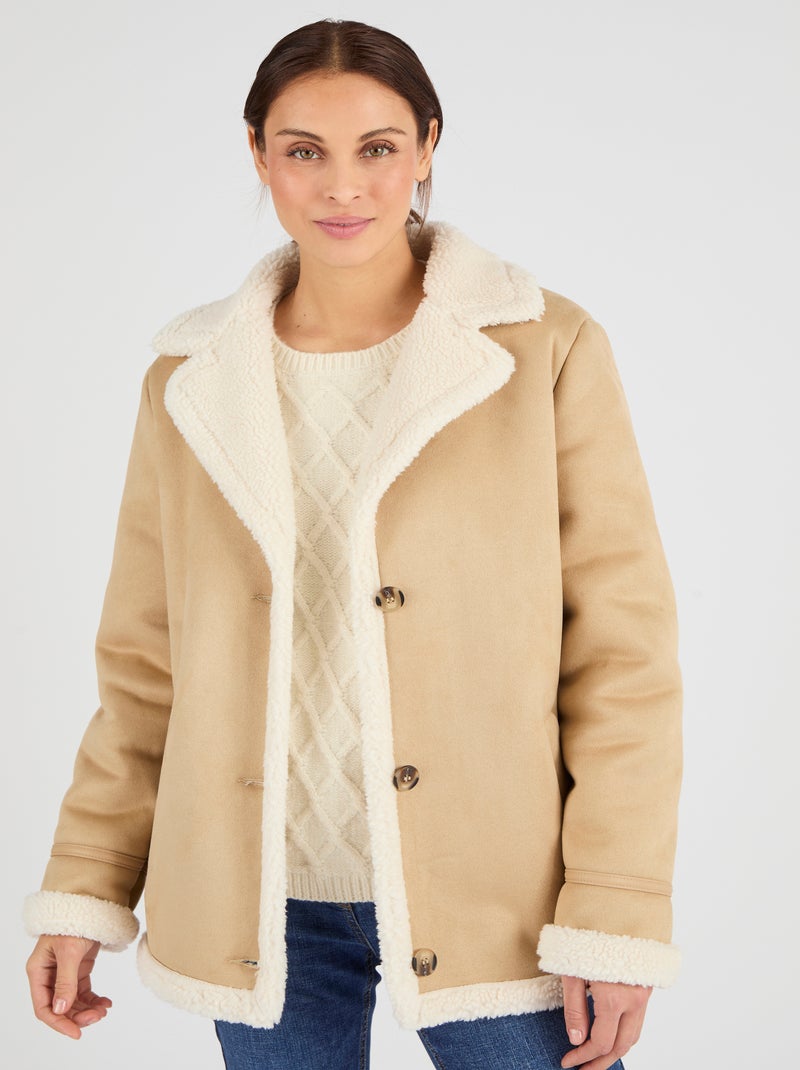 Veste effet peau lainée - Damart Marron - Kiabi