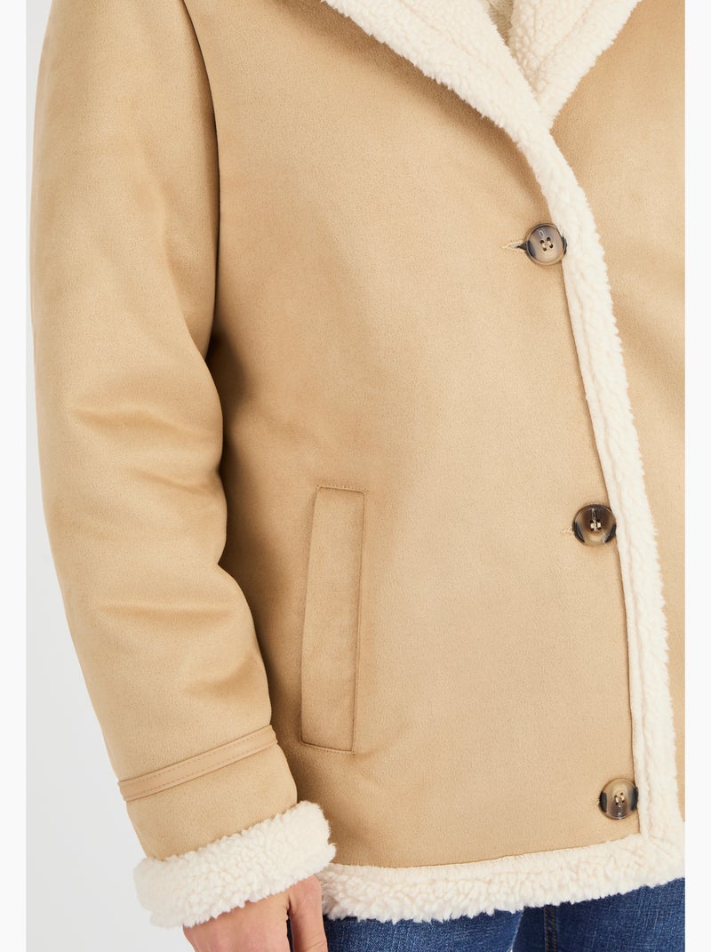 Veste effet peau lainée - Damart Marron - Kiabi