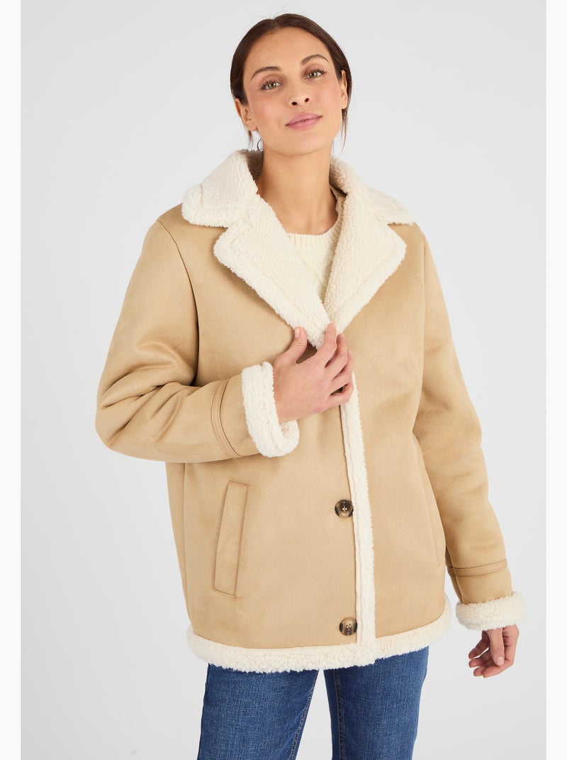 Veste effet peau lainée - Damart Marron - Kiabi