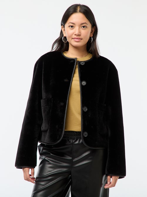 Veste effet pelucheux col rond - Kiabi