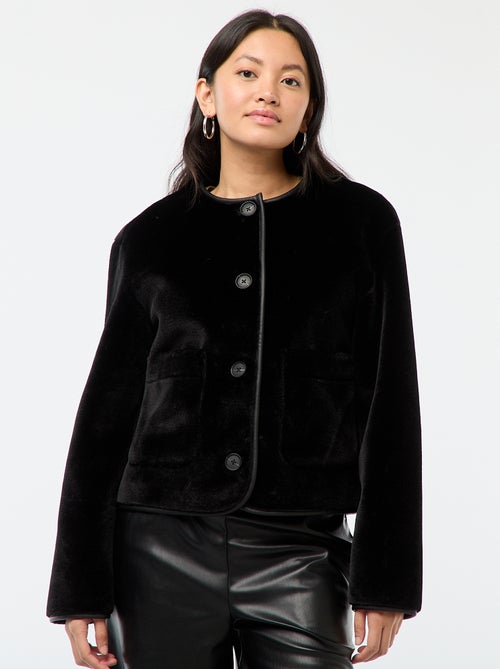 Veste effet pelucheux col rond - Kiabi