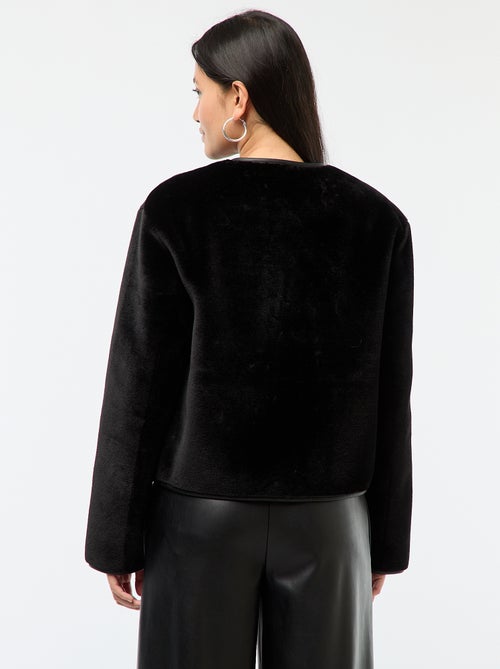 Veste effet pelucheux col rond - Kiabi