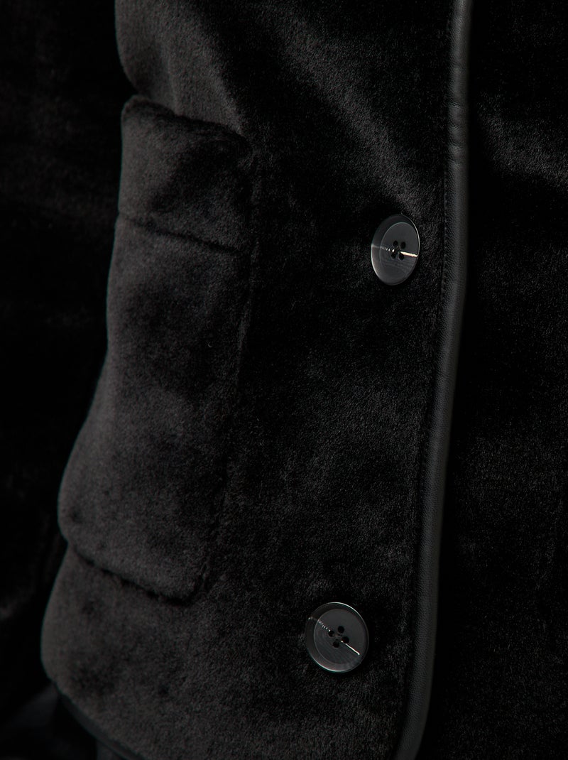 Veste effet pelucheux col rond