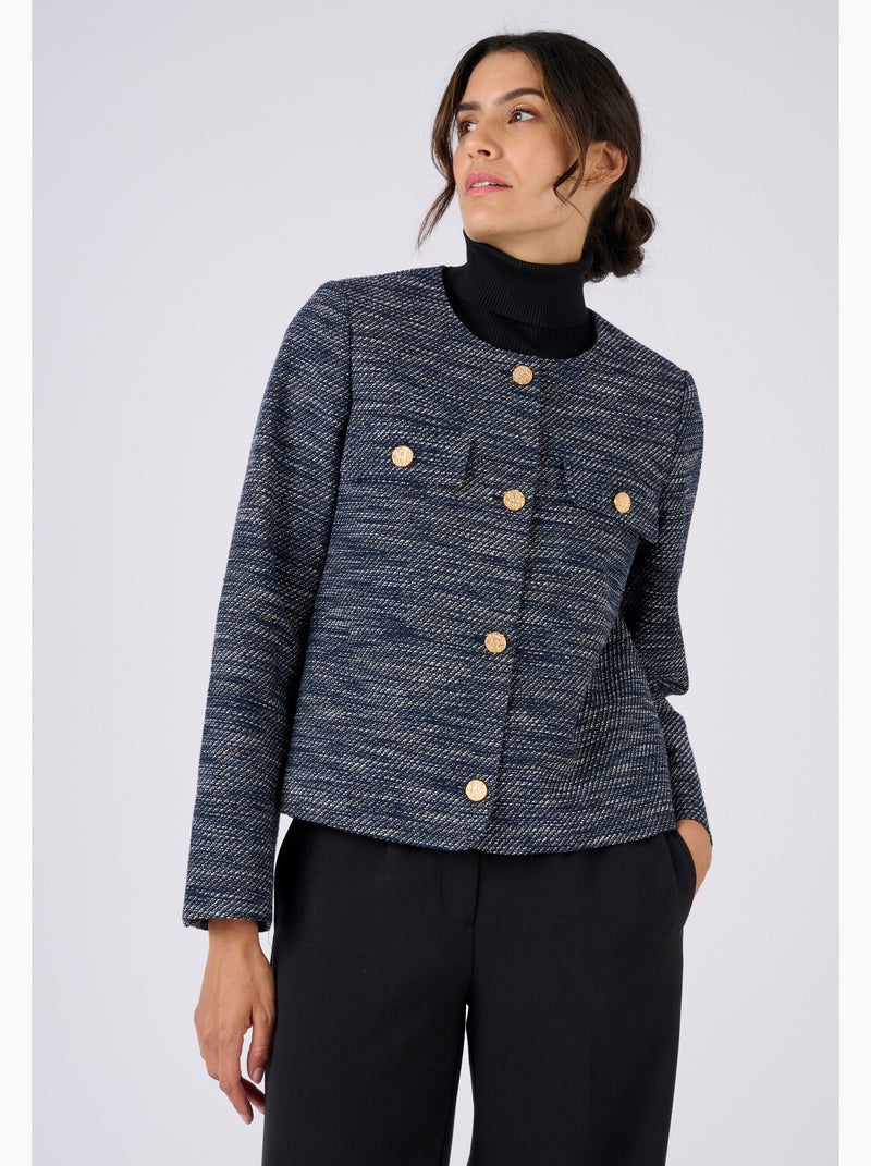 Veste effet tweed - Damart Bleu - Kiabi