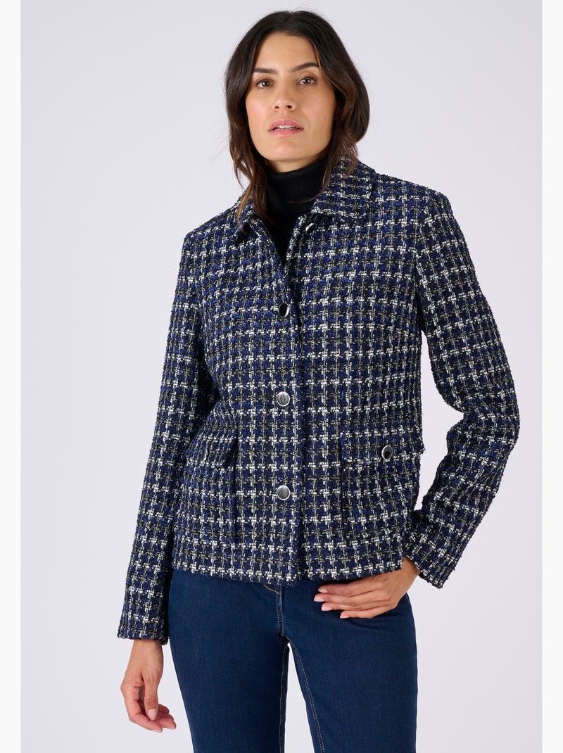 Veste effet tweed avec fils brillants - Damart Bleu - Kiabi