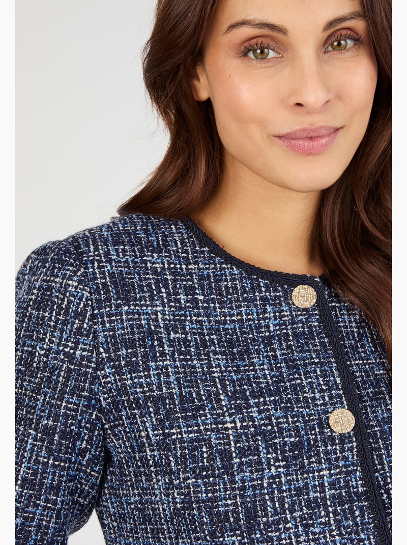 Veste effet tweed ganse fantaisie - Damart Bleu - Kiabi