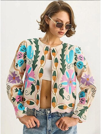Veste en coton à imprimé floral jacquard lucci