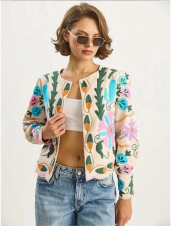 Veste en coton à imprimé floral jacquard lucci