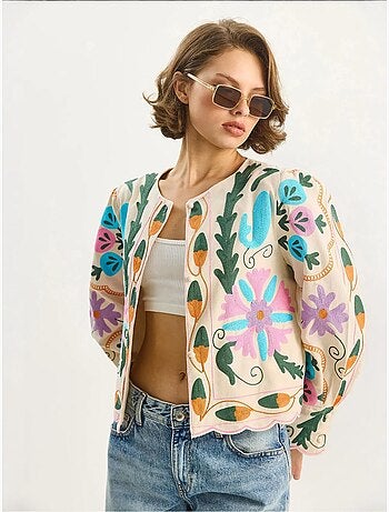 Veste en coton à imprimé floral jacquard lucci