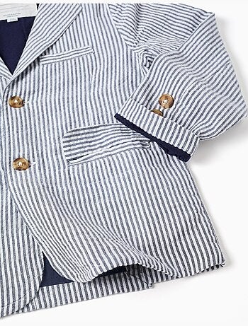 Veste en coton à rayures et poches à rabat