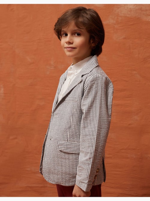 Veste en coton à rayures et poches à rabat - Kiabi