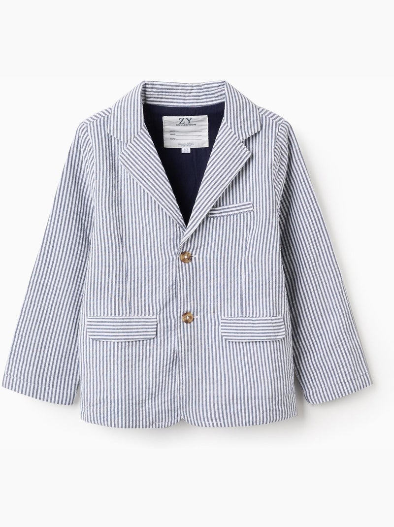 Veste en coton à rayures et poches à rabat Bleu foncé - Kiabi
