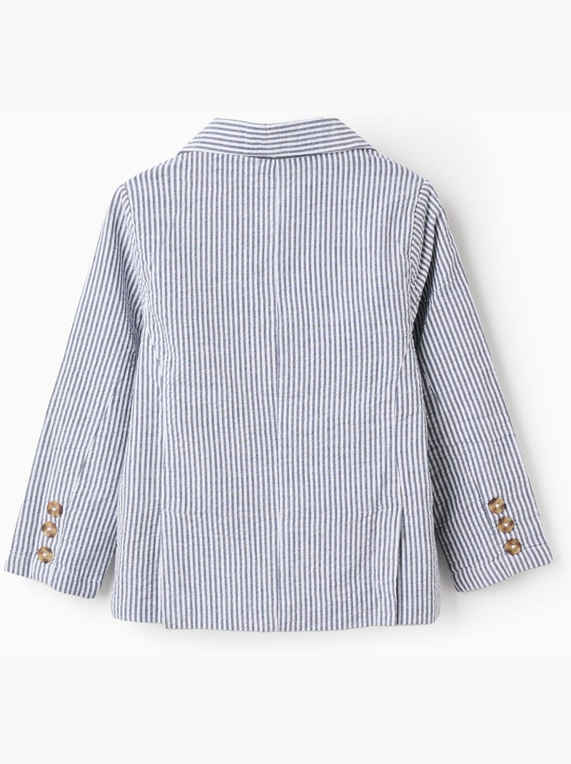 Veste en coton à rayures et poches à rabat Bleu foncé - Kiabi