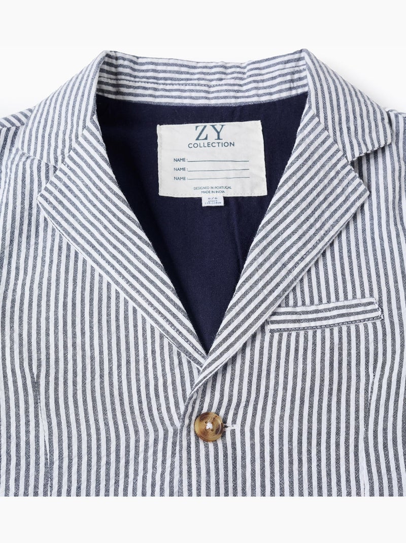 Veste en coton à rayures et poches à rabat Bleu foncé - Kiabi