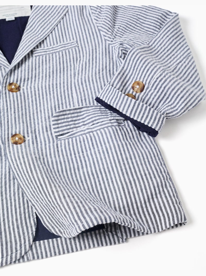 Veste en coton à rayures et poches à rabat Bleu foncé - Kiabi