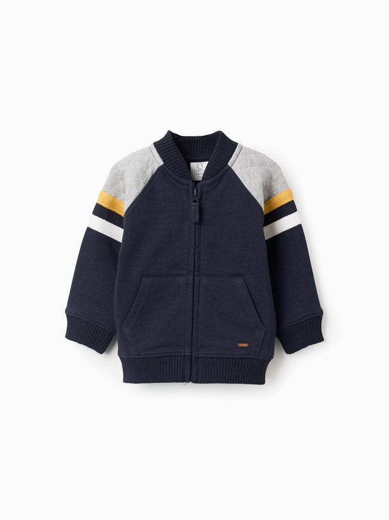 Veste en Coton avec Blocs de Couleur Bleu foncé - Kiabi