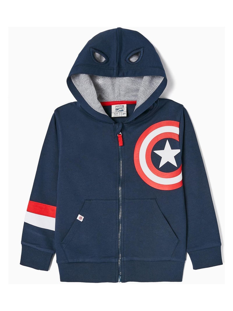 Veste en Coton Avec Capuche-Masque Garçon 'Captain America'   MARVEL CAP AMERICA Bleu foncé - Kiabi