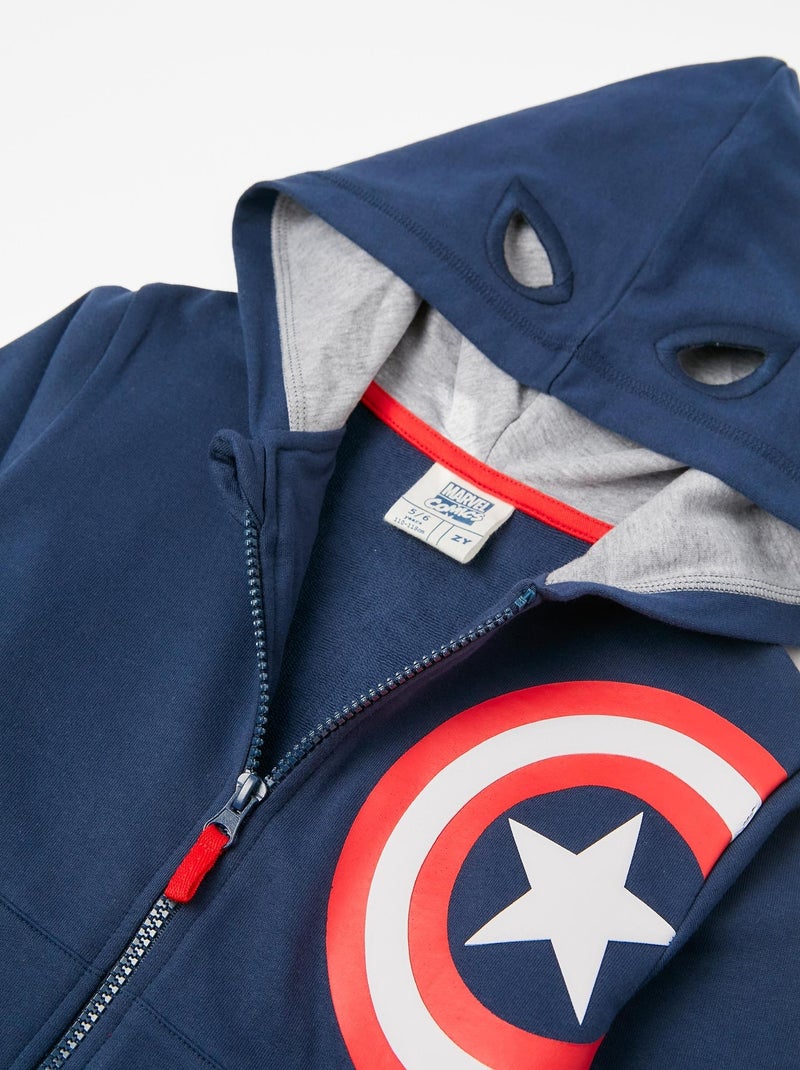 Veste en Coton Avec Capuche-Masque Garçon 'Captain America'   MARVEL CAP AMERICA Bleu foncé - Kiabi