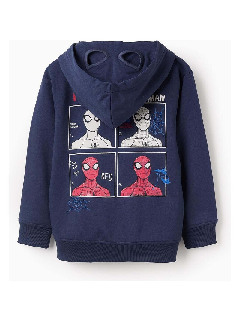 Veste en Coton avec Capuche-Masque Spider-Man Bleu foncé - Kiabi
