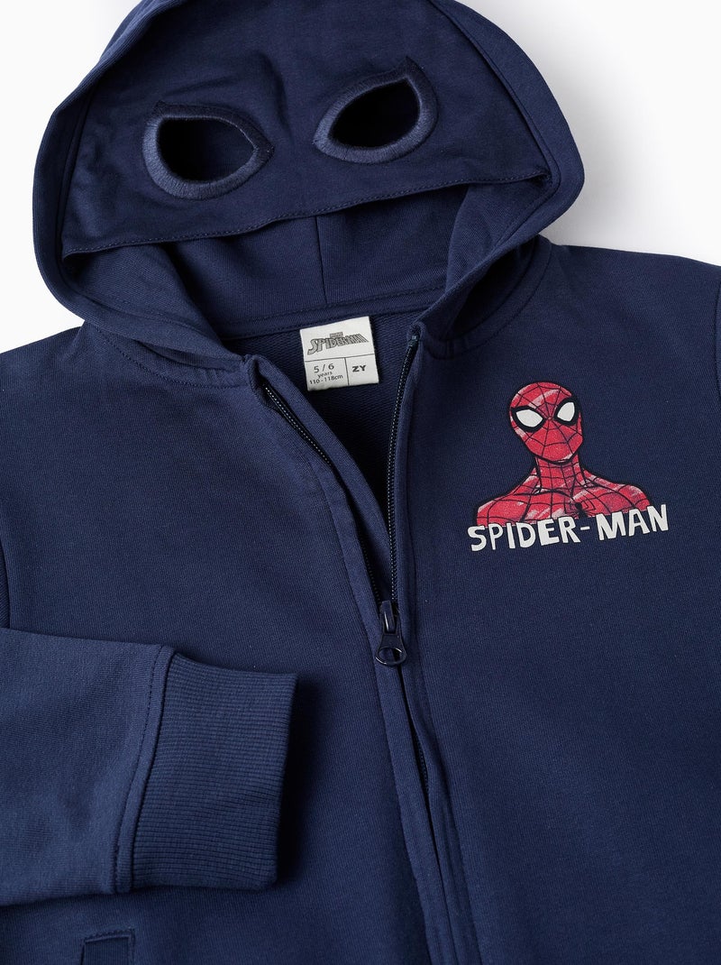 Veste en Coton avec Capuche-Masque Spider-Man Bleu foncé - Kiabi