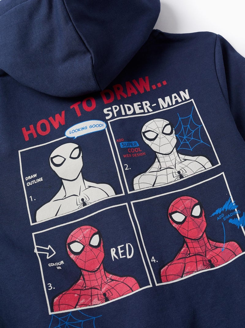 Veste en Coton avec Capuche-Masque Spider-Man Bleu foncé - Kiabi