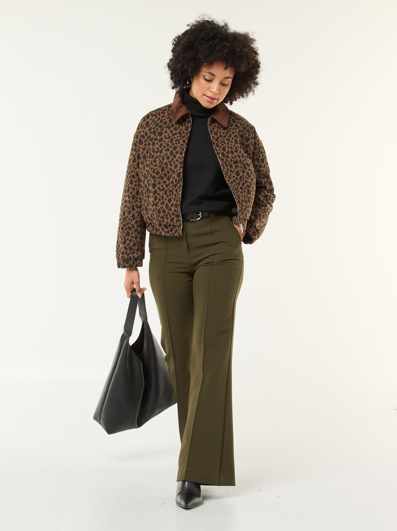 Veste en coton avec col velours côtelé Marron - Kiabi