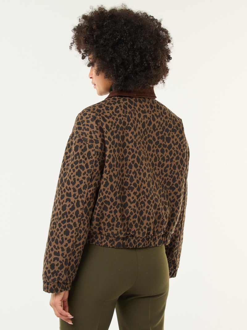 Veste en coton avec col velours côtelé Marron - Kiabi