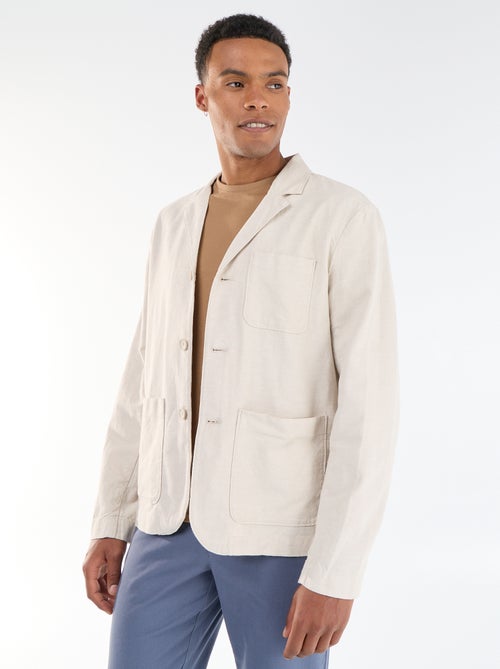 Veste en coton et lin avec poches plaquées - Kiabi