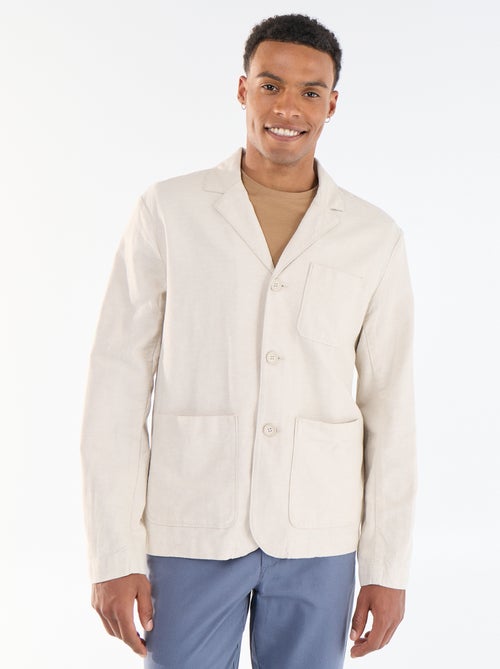 Veste en coton et lin avec poches plaquées - Kiabi