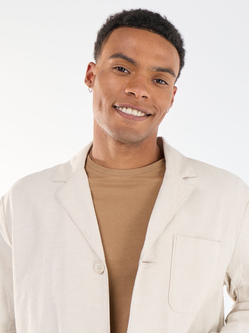 Veste en coton et lin avec poches plaquées Beige - Kiabi