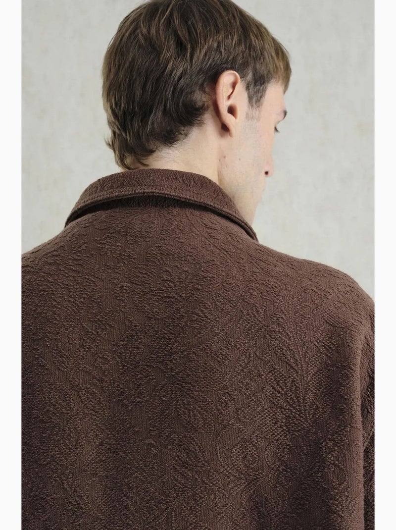 Veste en coton jacquard texturé giesto Marron clair - Kiabi