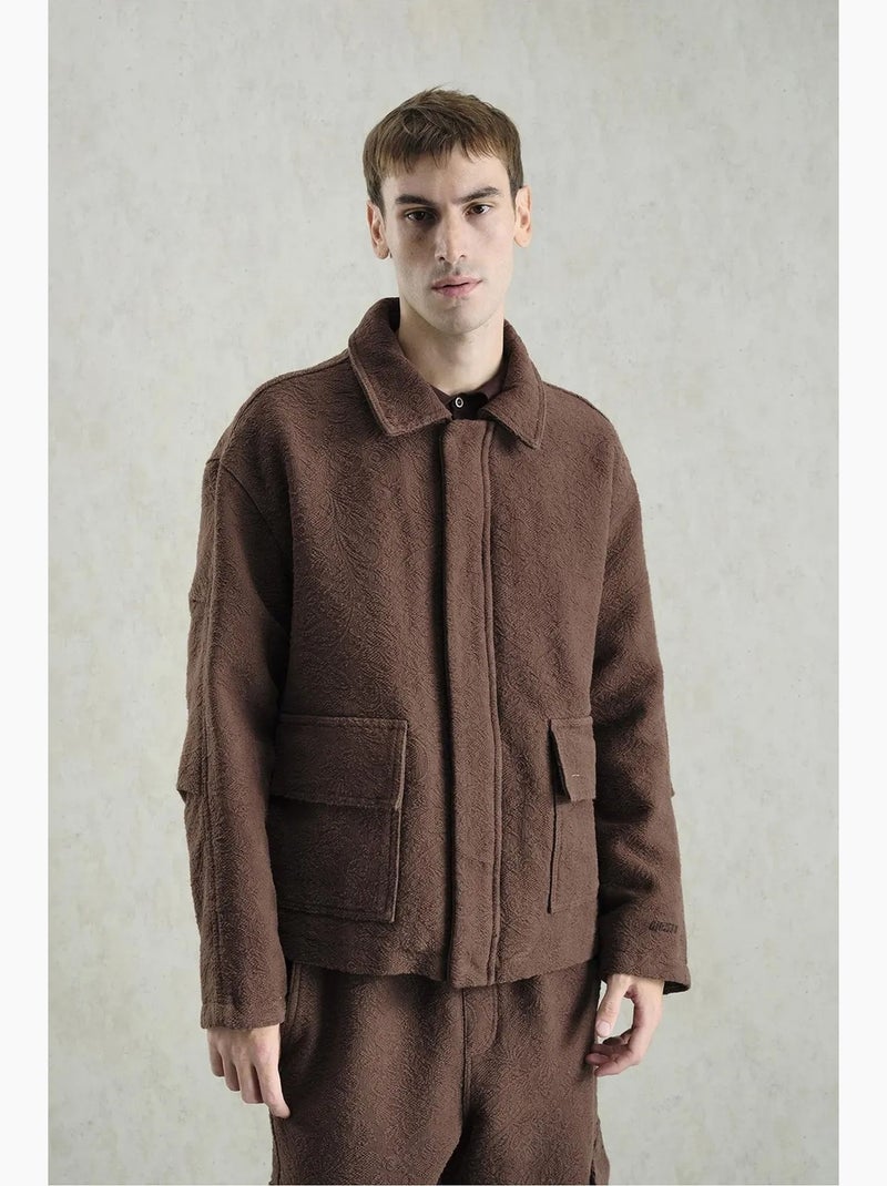 Veste en coton jacquard texturé giesto Marron clair - Kiabi