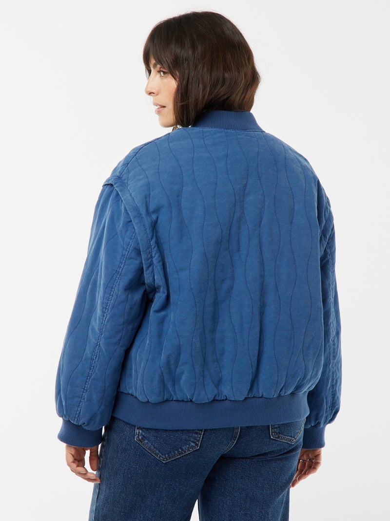 Veste en coton matelassée avec vagues verticales BLEU - Kiabi