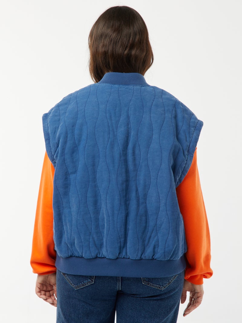 Veste en coton matelassée avec vagues verticales BLEU - Kiabi
