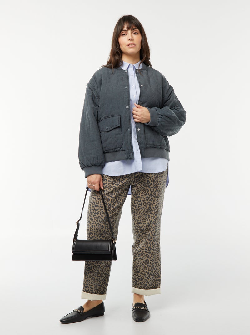 Veste en coton matelassée avec vagues verticales NOIR - Kiabi