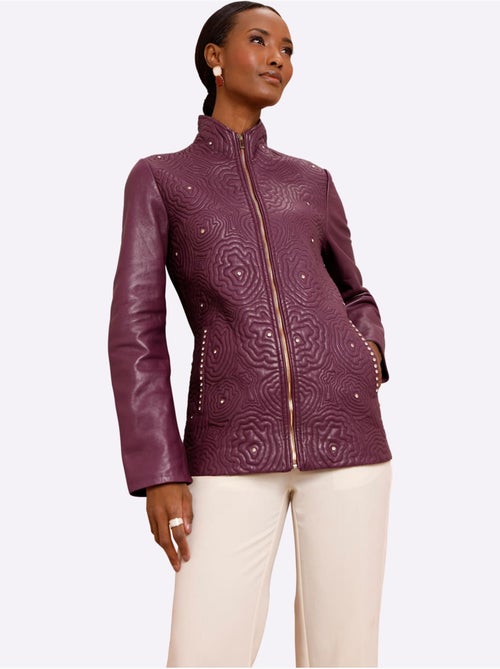 Veste En Cuir 100% Cuir Agneau Nappa - Taille Standard - Helline - Kiabi Veste En Cuir 100% Cuir Agneau Nappa - Taille Standard - Helline - Kiabi