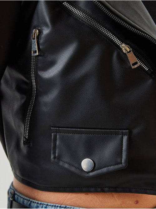 Veste en cuir à fermeture éclair asymétrique bianco lucci - Kiabi