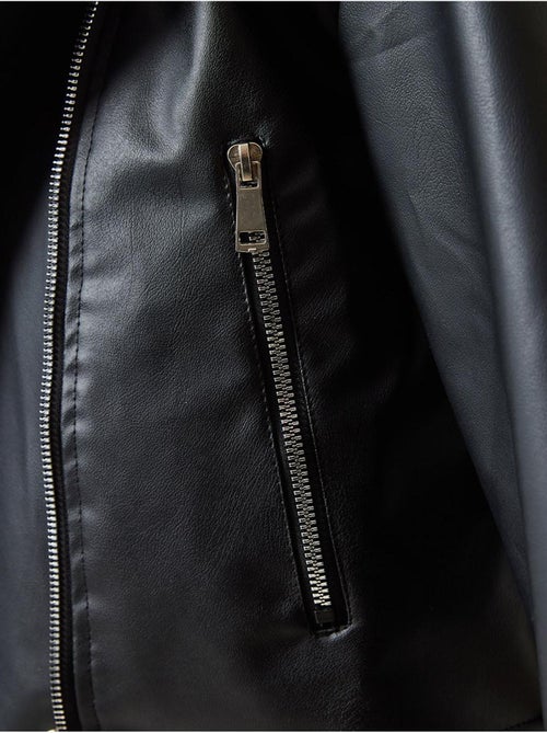 Veste en cuir à fermeture éclair asymétrique bianco lucci - Kiabi