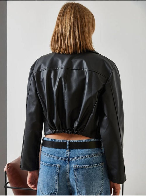 Veste en cuir à fermeture éclair asymétrique bianco lucci - Kiabi
