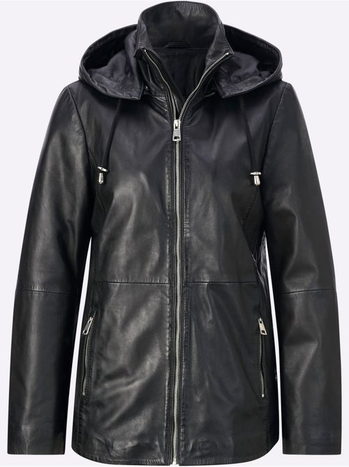 Veste En Cuir Cuir Agneau Nappa Doux - Taille Standard - helline - Kiabi