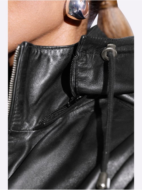 Veste En Cuir Cuir Agneau Nappa Doux - Taille Standard - helline - Kiabi
