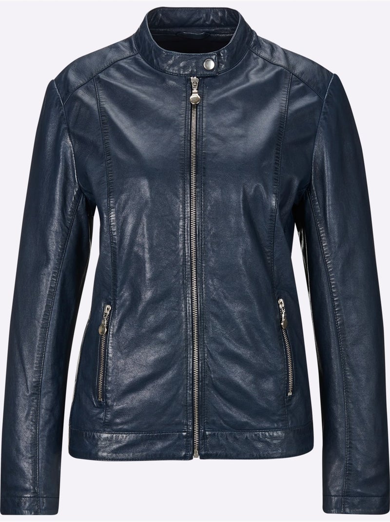 Veste En Cuir Haute Qualité - Taille Standard - Helline Bleu foncé - Kiabi