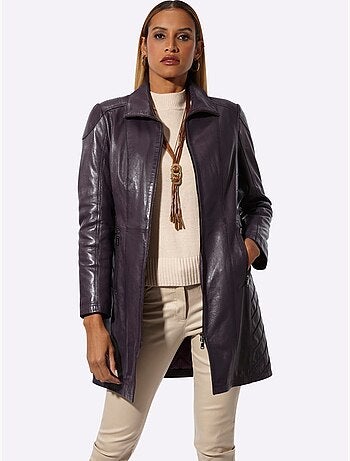 Veste en cuir pur cuir d'agneau nappa - taille standard - helline