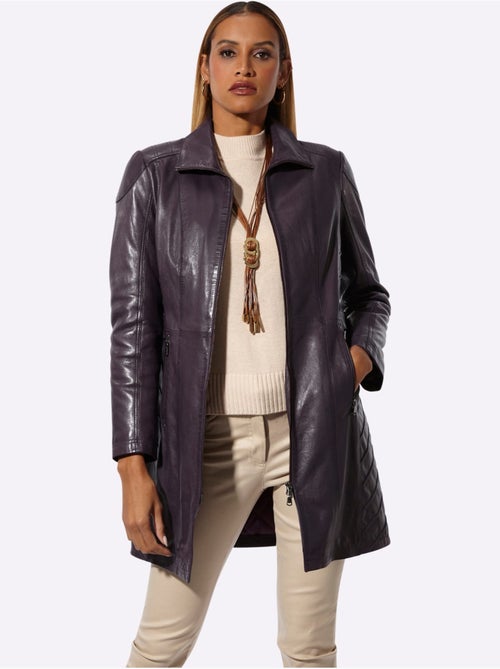 Veste en cuir pur cuir d'agneau nappa - taille standard - helline - Kiabi Veste en cuir pur cuir d'agneau nappa - taille standard - helline - Kiabi