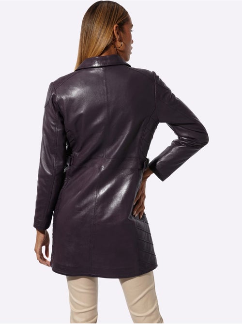 Veste en cuir pur cuir d'agneau nappa - taille standard - helline - Kiabi Veste en cuir pur cuir d'agneau nappa - taille standard - helline - Kiabi