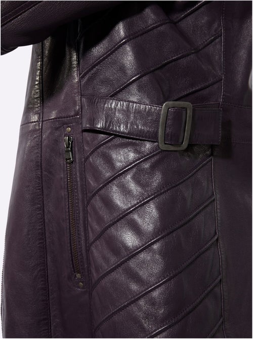 Veste en cuir pur cuir d'agneau nappa - taille standard - helline - Kiabi Veste en cuir pur cuir d'agneau nappa - taille standard - helline - Kiabi