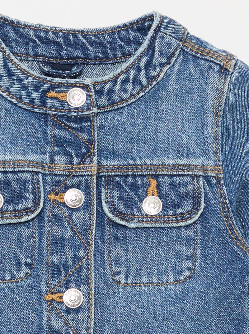 Veste en denim à col rond Bleu - Kiabi
