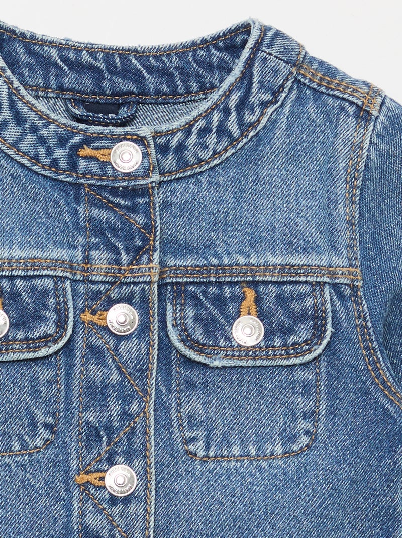 Veste en denim à col rond Bleu - Kiabi