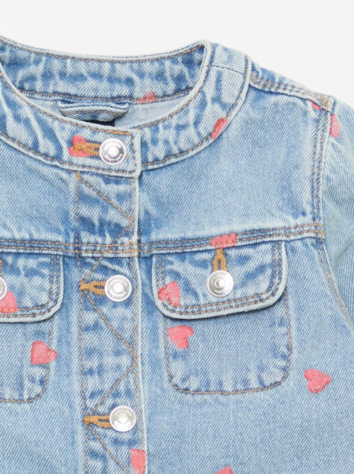 Veste en denim à col rond - Kiabi